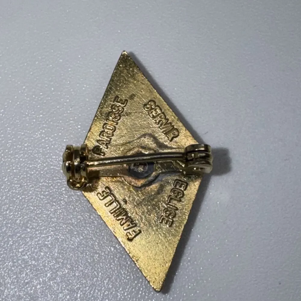 Vintage Dames of Saint Anne Red Enamel Lapel Pin Brooch Gold Tone